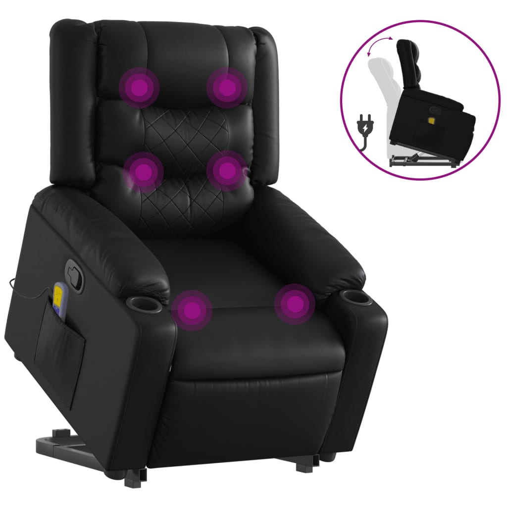 Fauteuil inclinable de massage Noir Similicuir Fauteuils vidaXL   