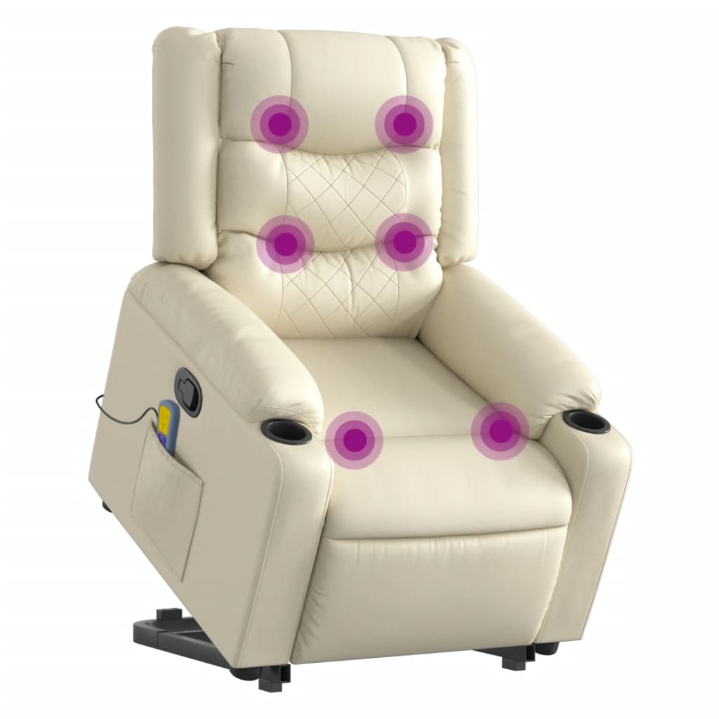 Fauteuil inclinable de massage Crème Similicuir