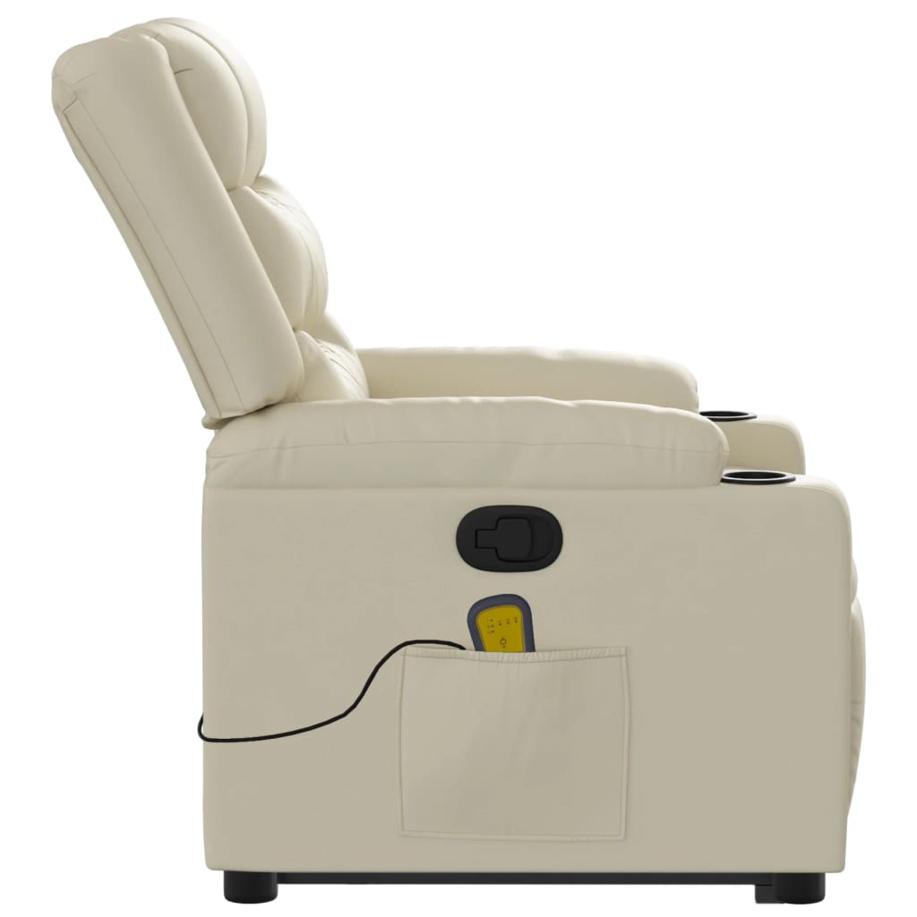 Fauteuil inclinable de massage Crème Similicuir