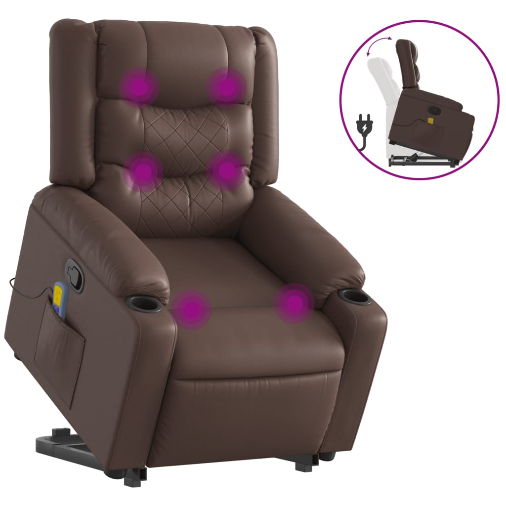 Fauteuil inclinable de massage Marron Similicuir