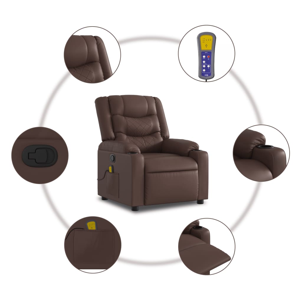 Fauteuil inclinable de massage Marron Similicuir