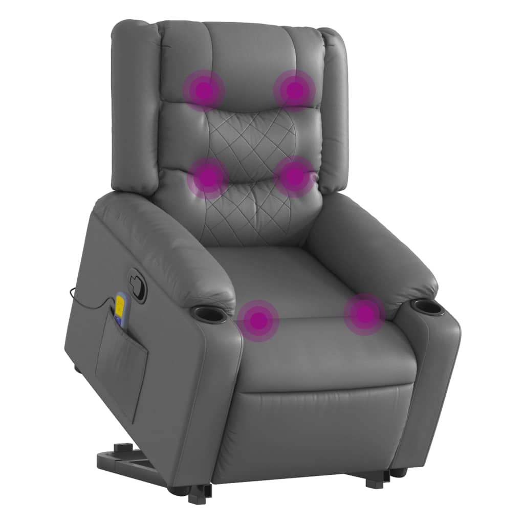 Fauteuil inclinable de massage Gris Similicuir Fauteuils vidaXL   