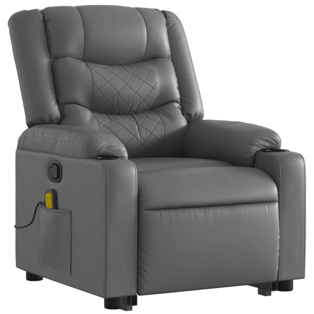 Fauteuil inclinable de massage Gris Similicuir Fauteuils vidaXL   