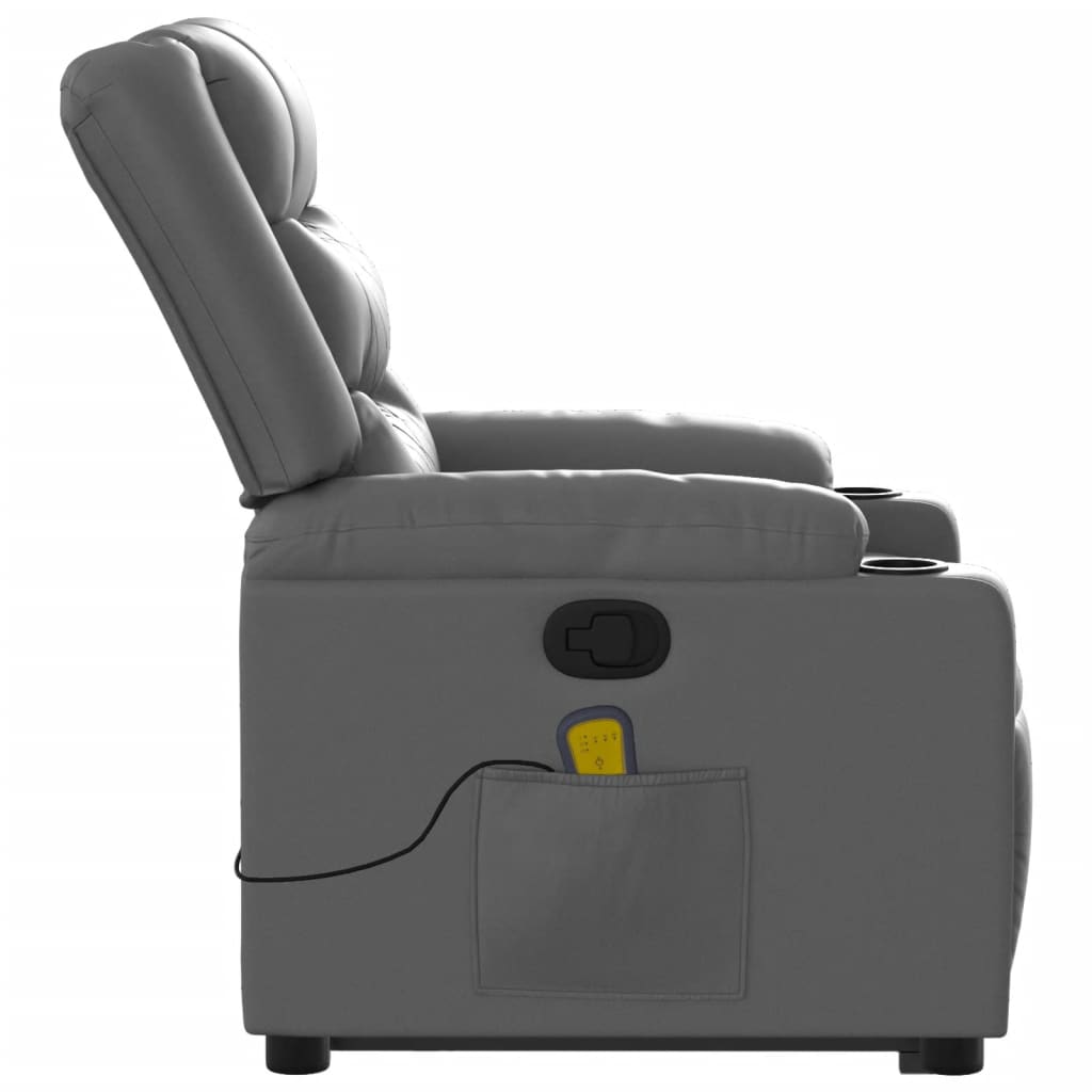 Fauteuil inclinable de massage Gris Similicuir Fauteuils vidaXL   