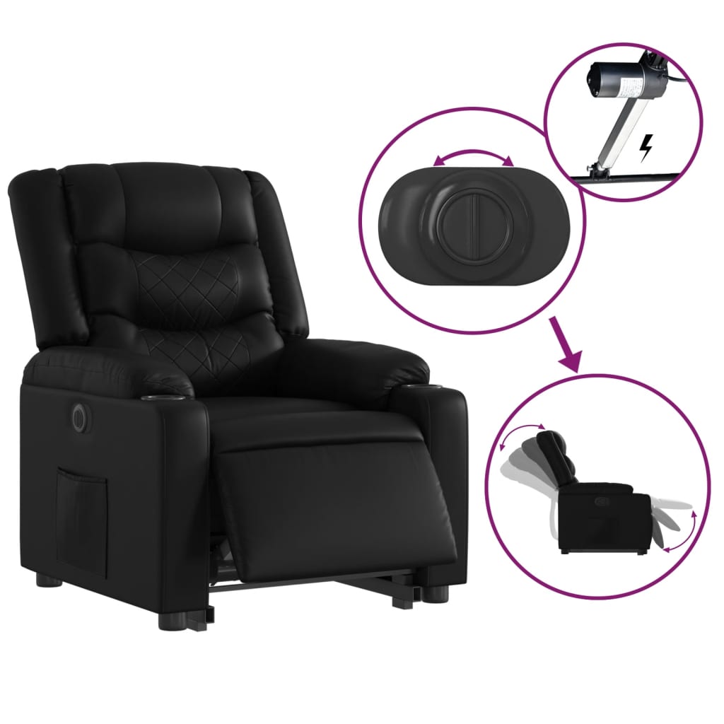 Fauteuil inclinable électrique noir similicuir