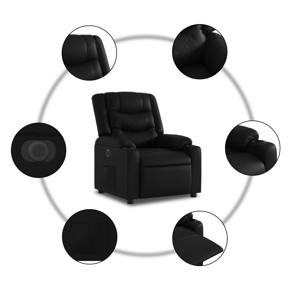 Fauteuil inclinable électrique noir similicuir