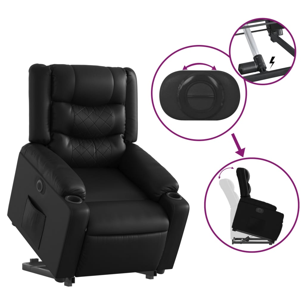 Fauteuil inclinable électrique noir similicuir