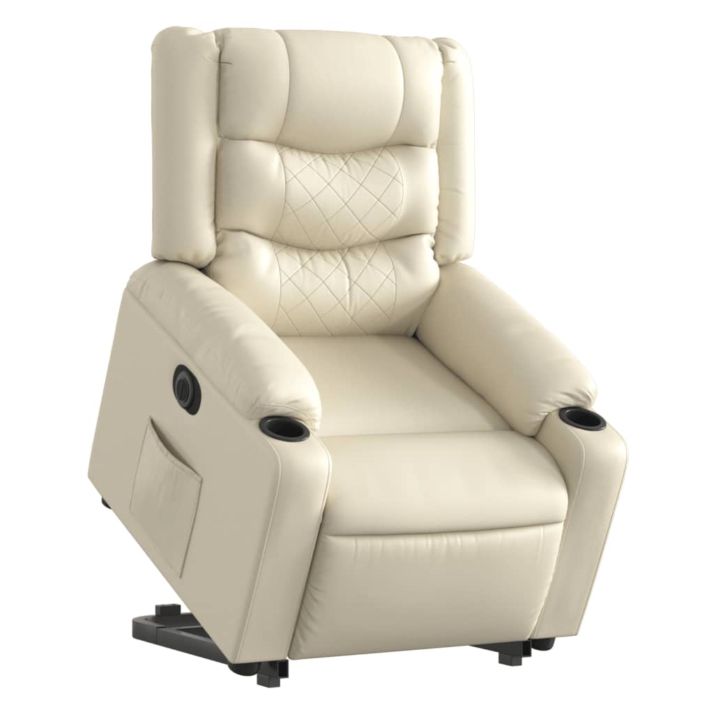 Fauteuil inclinable électrique crème similicuir