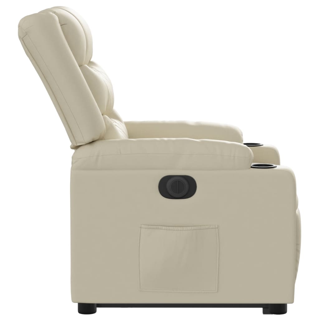 Fauteuil inclinable électrique crème similicuir