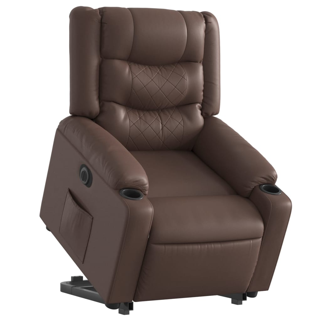 Fauteuil inclinable électrique marron similicuir