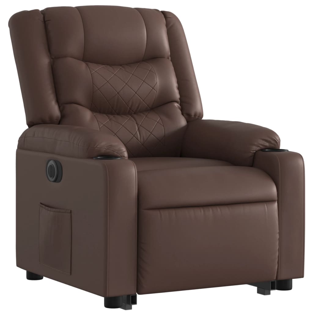 Fauteuil inclinable électrique marron similicuir