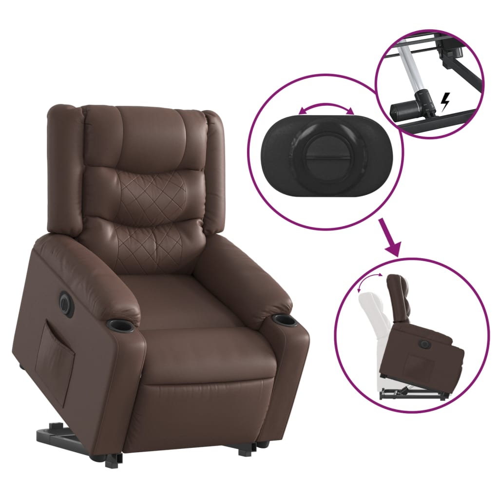 Fauteuil inclinable électrique marron similicuir