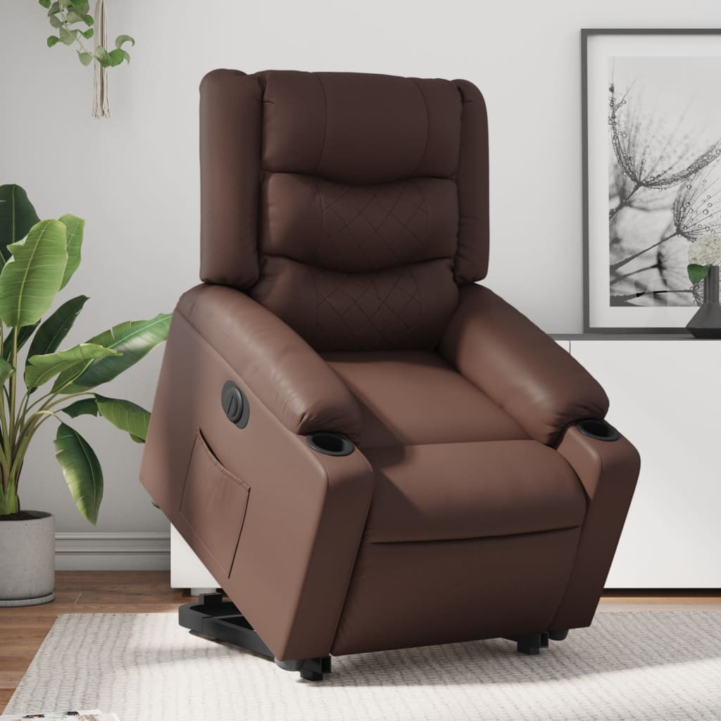 Fauteuil inclinable électrique marron similicuir