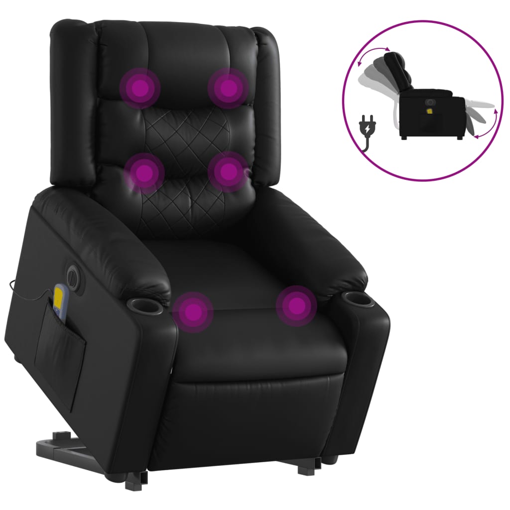 Fauteuil inclinable de massage électrique noir similicuir Fauteuils vidaXL   