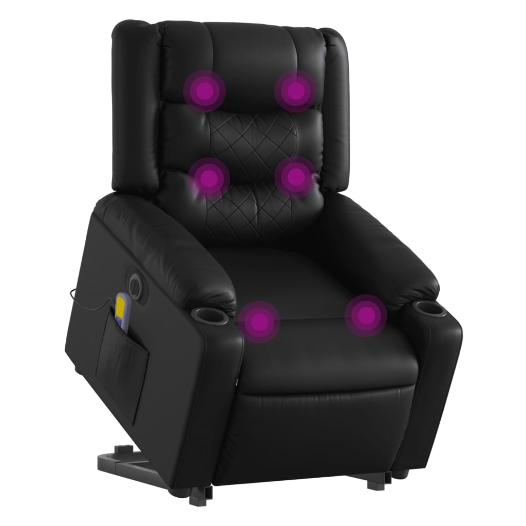 Fauteuil inclinable de massage électrique noir similicuir Fauteuils vidaXL   