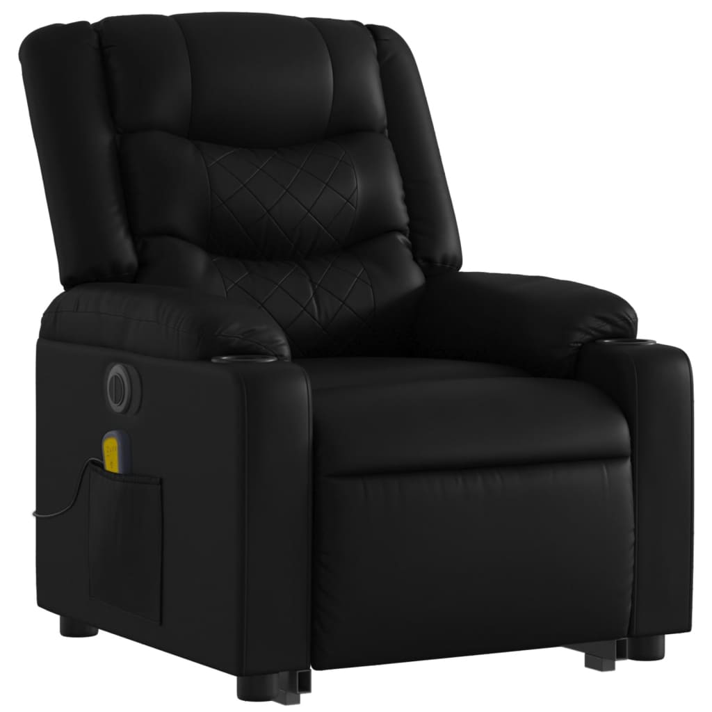 Fauteuil inclinable de massage électrique noir similicuir Fauteuils vidaXL   