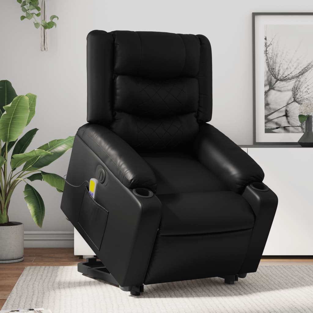 Fauteuil inclinable de massage électrique noir similicuir Fauteuils vidaXL   