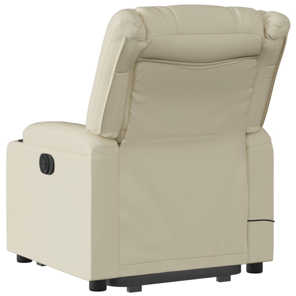 Fauteuil inclinable de massage électrique crème similicuir