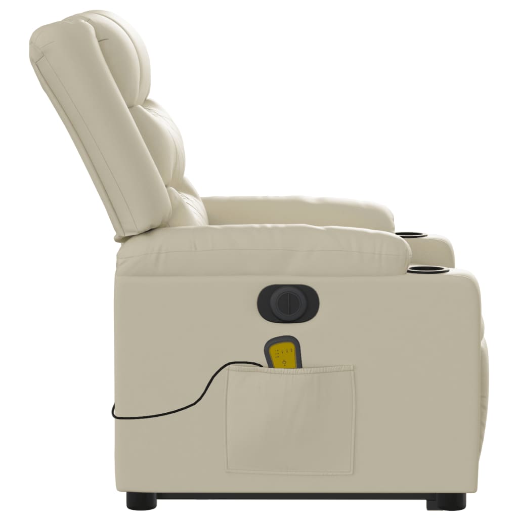 Fauteuil inclinable de massage électrique crème similicuir