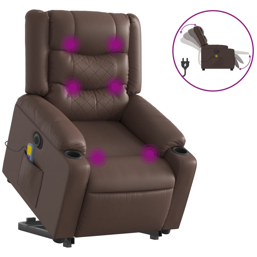 Fauteuil inclinable de massage électrique marron similicuir