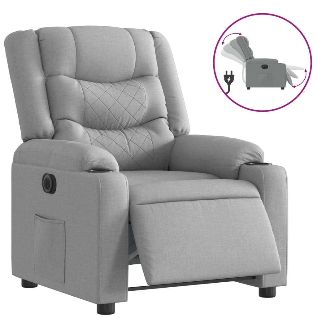 Fauteuil inclinable électrique Gris clair Tissu Fauteuils vidaXL   