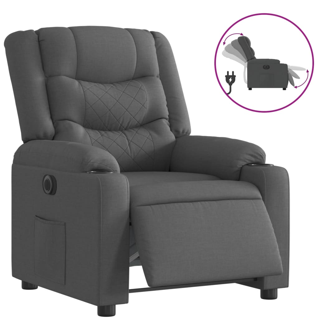 Fauteuil inclinable électrique Gris foncé Tissu Fauteuils vidaXL   