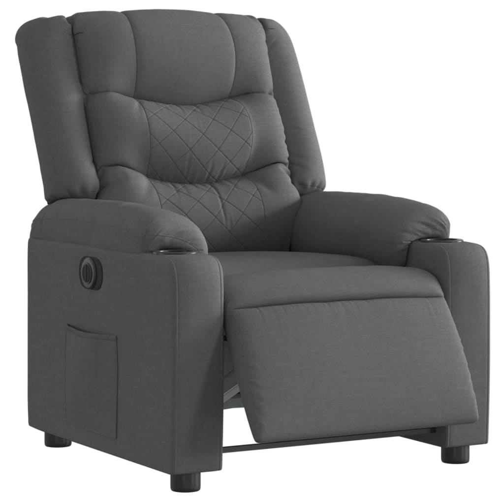 Fauteuil inclinable électrique Gris foncé Tissu Fauteuils vidaXL   