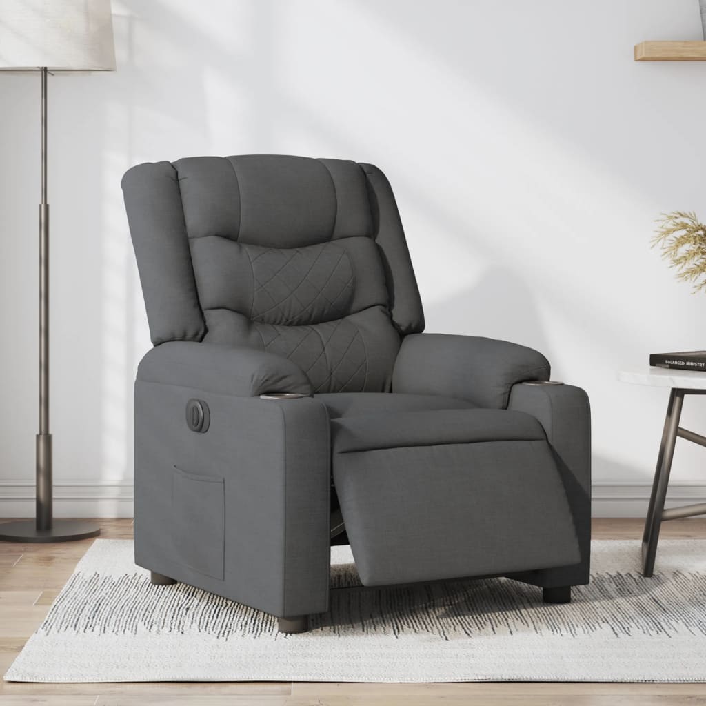 Fauteuil inclinable électrique Gris foncé Tissu Fauteuils vidaXL   