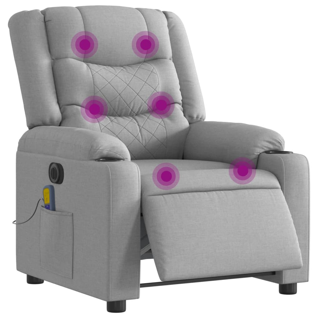 Fauteuil de massage inclinable électrique gris clair tissu