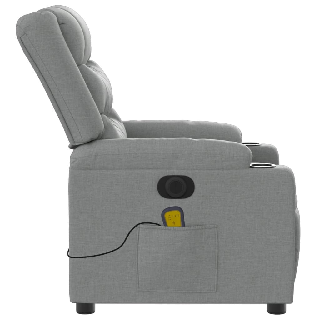 Fauteuil de massage inclinable électrique gris clair tissu