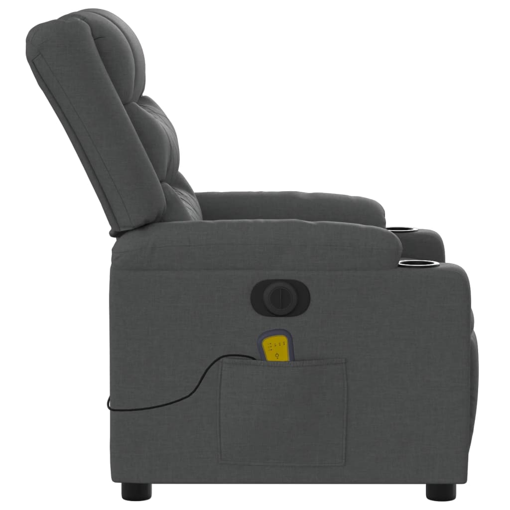 Fauteuil inclinable de massage électrique gris foncé tissu