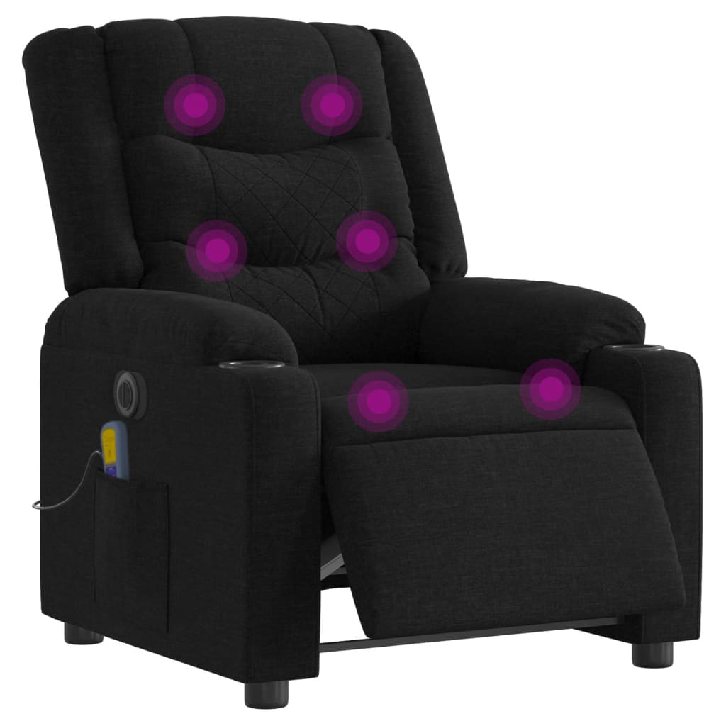 Fauteuil de massage inclinable électrique Noir Tissu