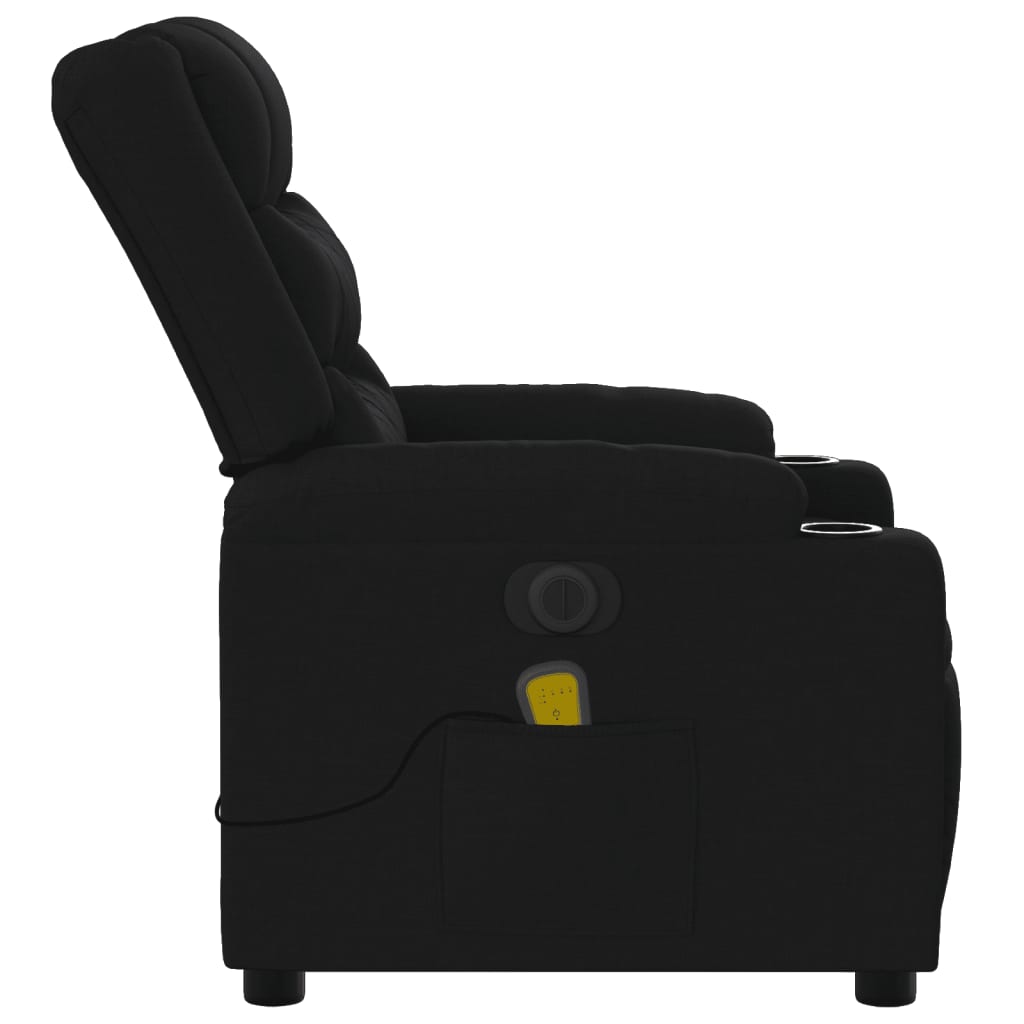 Fauteuil de massage inclinable électrique Noir Tissu