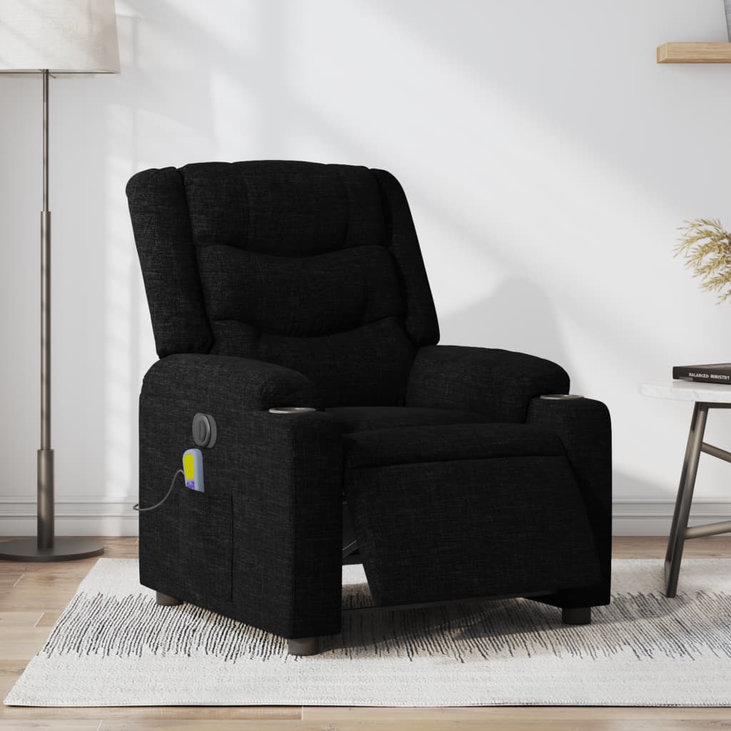 Fauteuil de massage inclinable électrique Noir Tissu