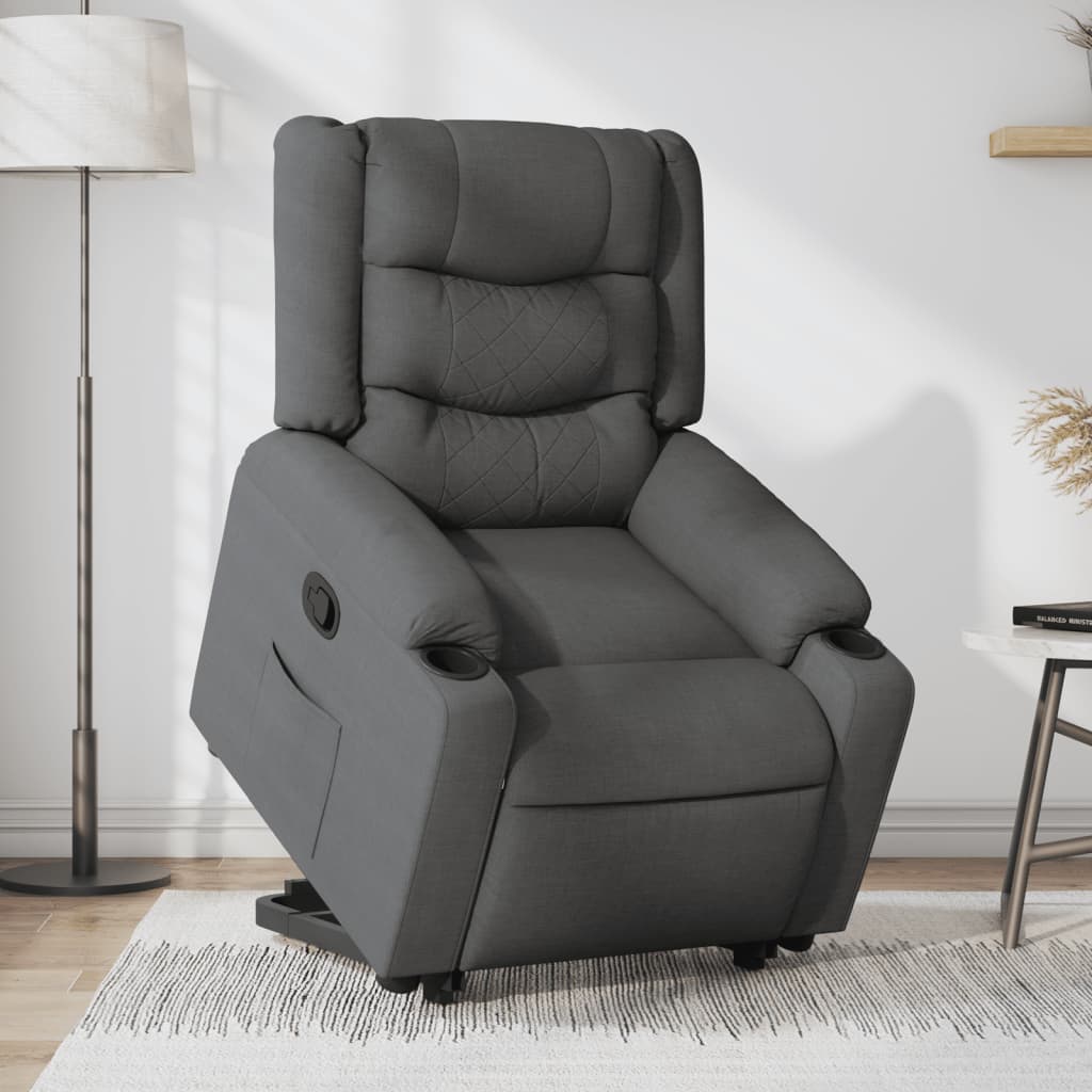 Fauteuil inclinable Gris foncé Tissu Fauteuils vidaXL   