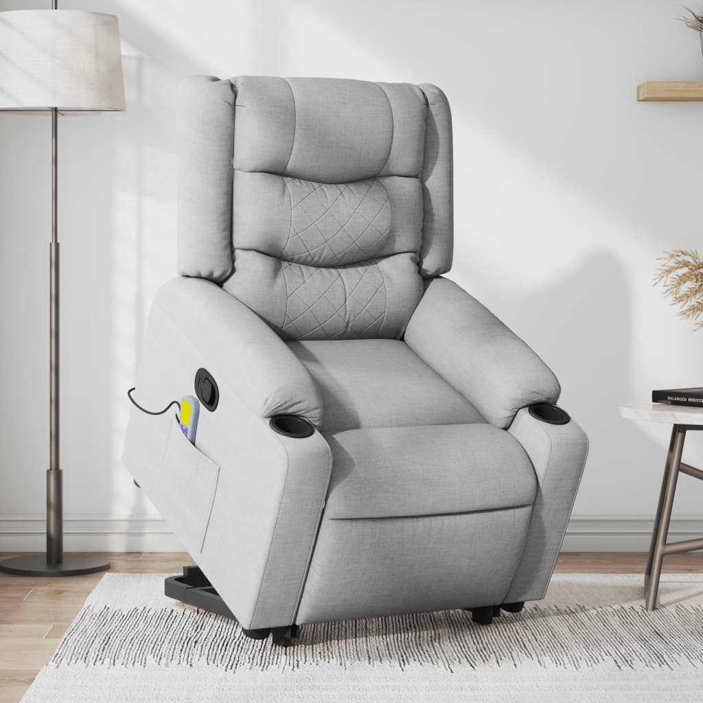 Fauteuil de massage inclinable Gris clair Tissu