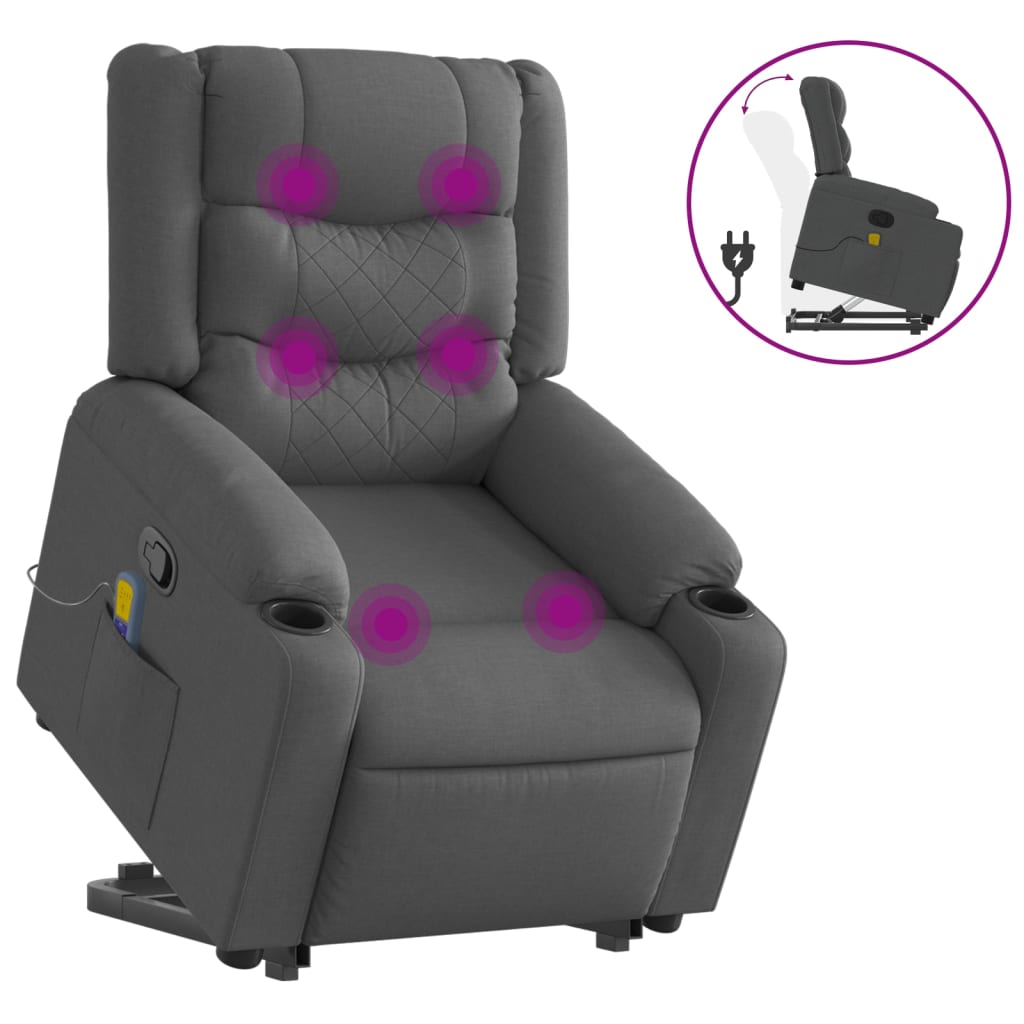 Fauteuil de massage inclinable Gris foncé Tissu