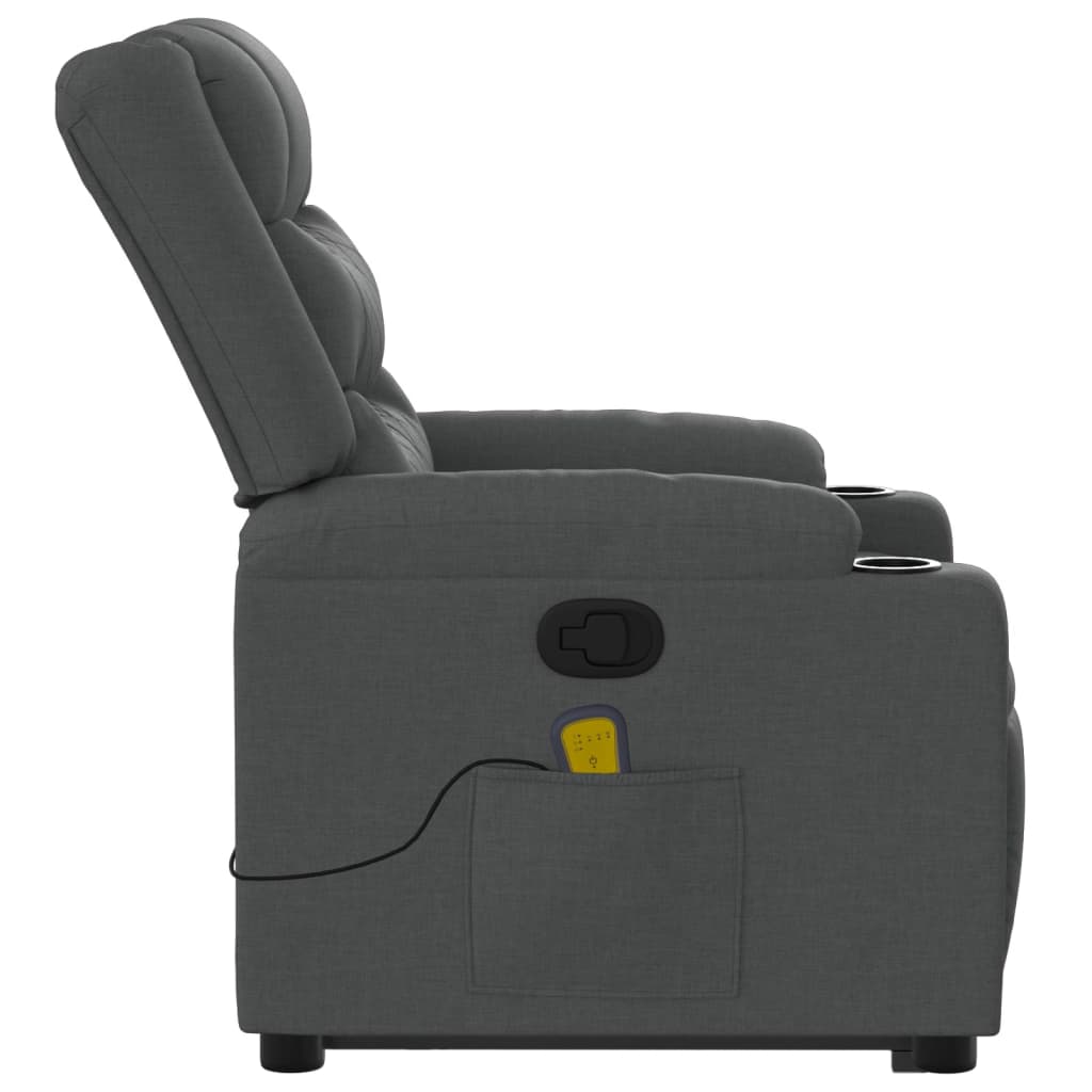 Fauteuil de massage inclinable Gris foncé Tissu