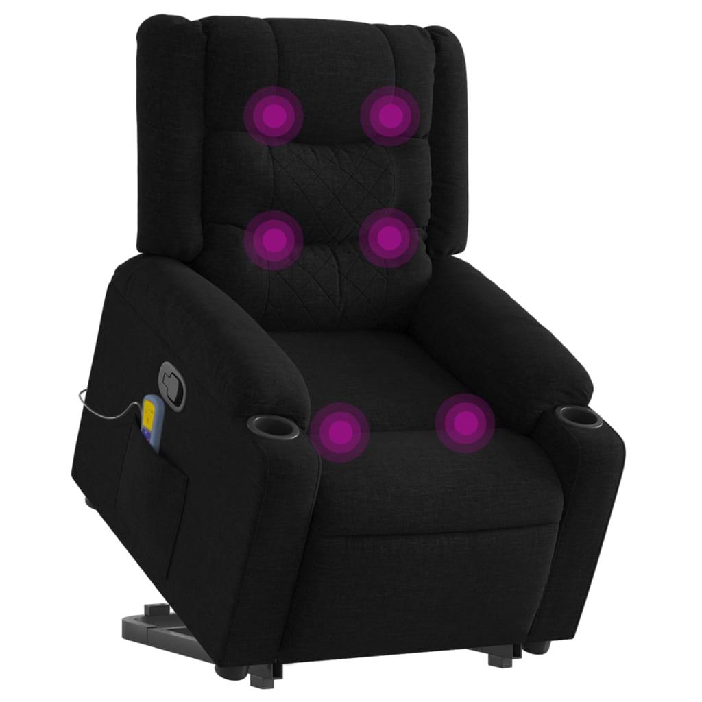 Fauteuil de massage inclinable Noir Tissu