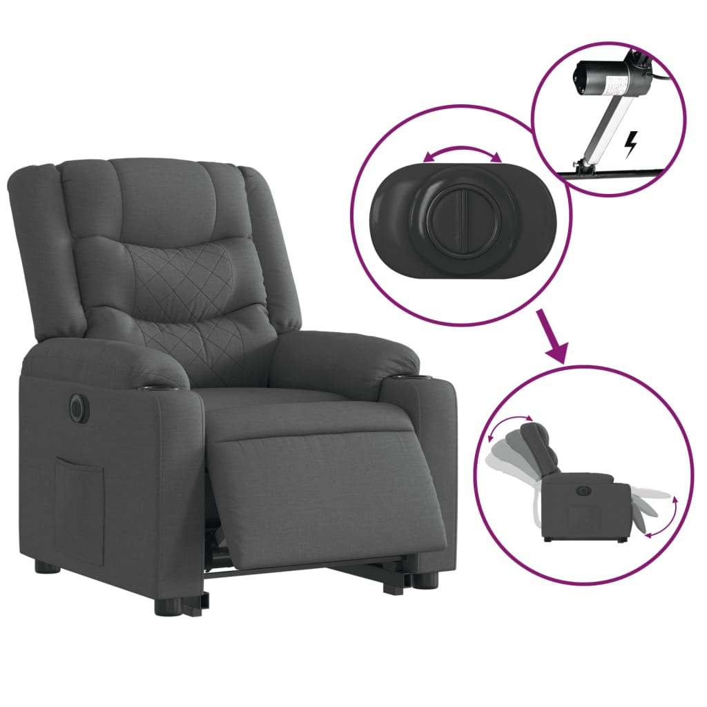 Fauteuil inclinable électrique gris foncé tissu Fauteuils vidaXL   