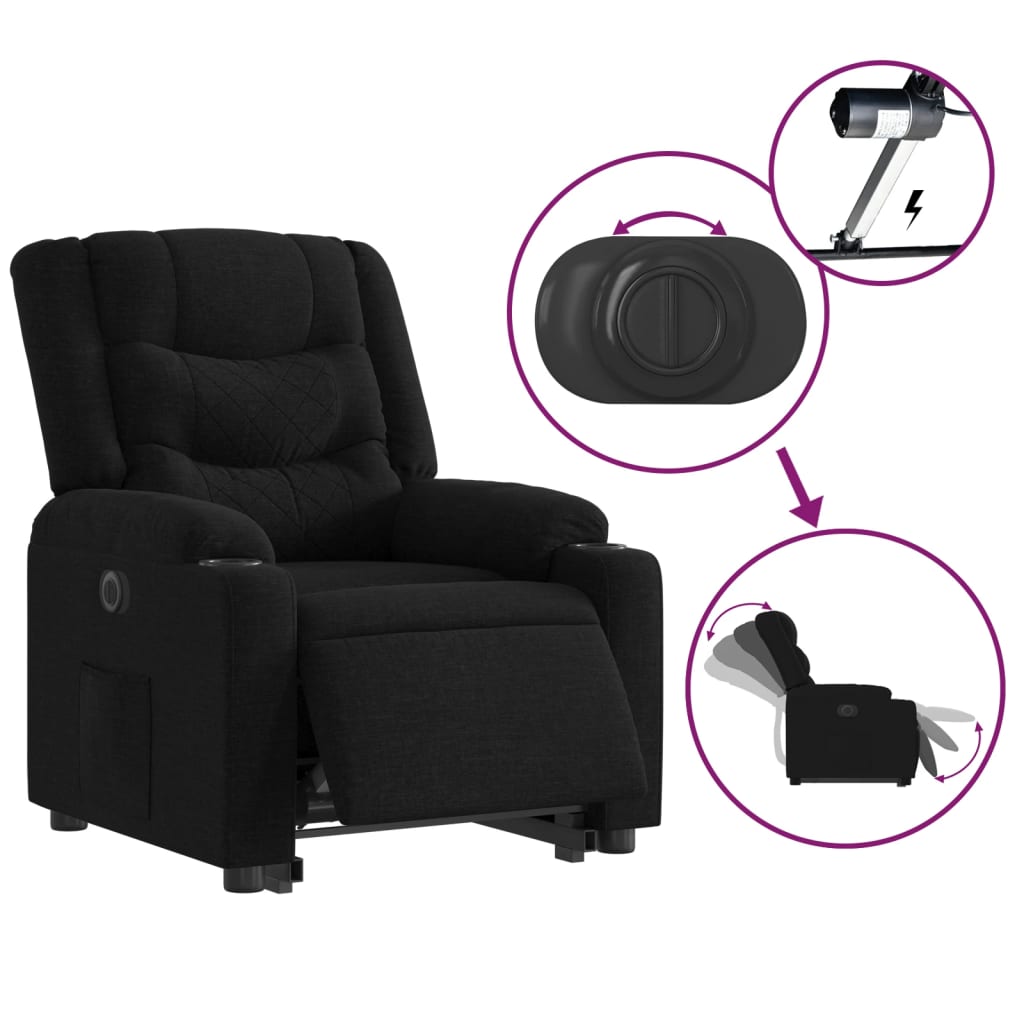 Fauteuil inclinable électrique noir tissu Fauteuils vidaXL   