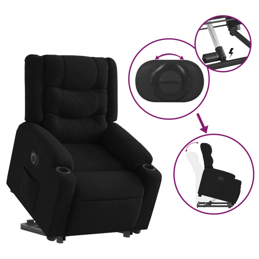 Fauteuil inclinable électrique noir tissu Fauteuils vidaXL   