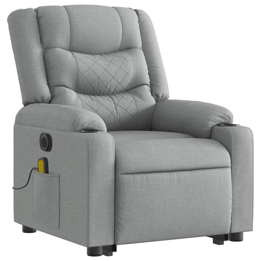 Fauteuil inclinable de massage électrique Gris clair Tissu