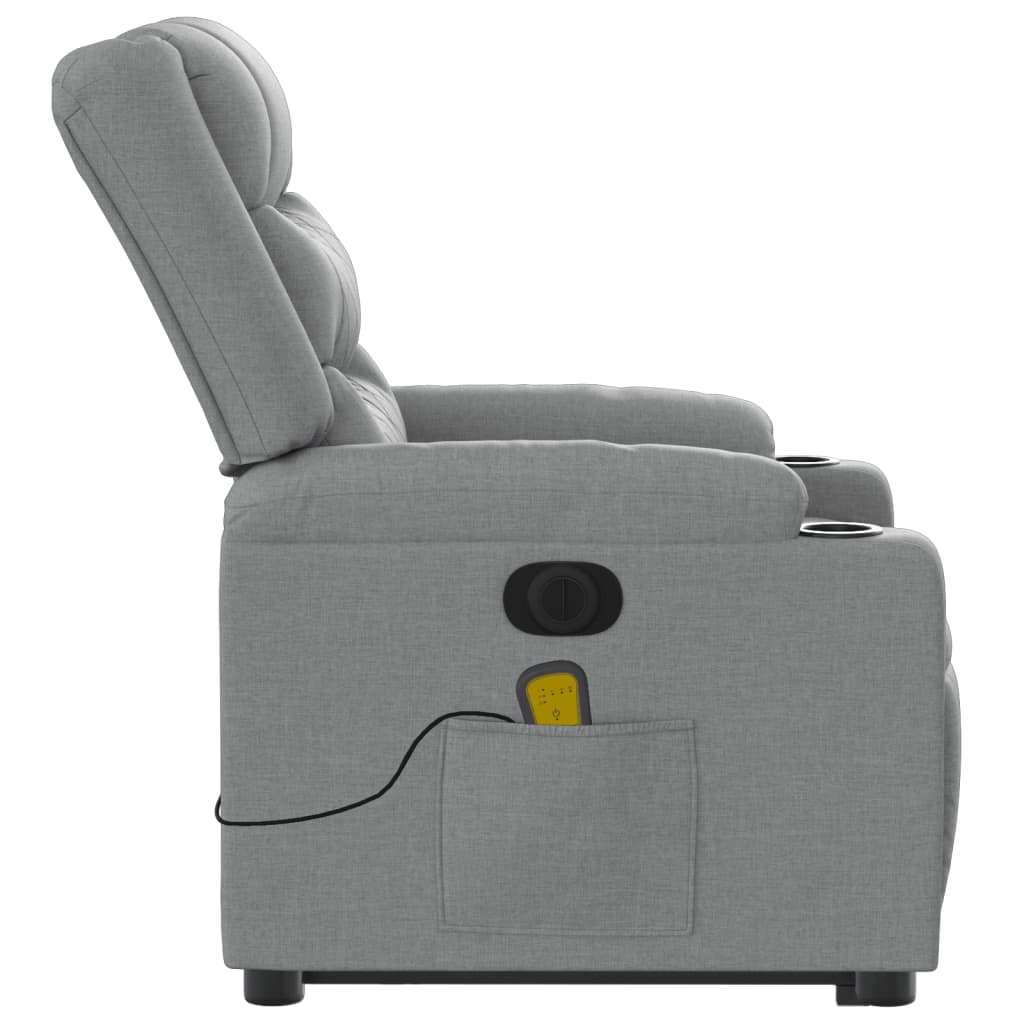 Fauteuil inclinable de massage électrique Gris clair Tissu