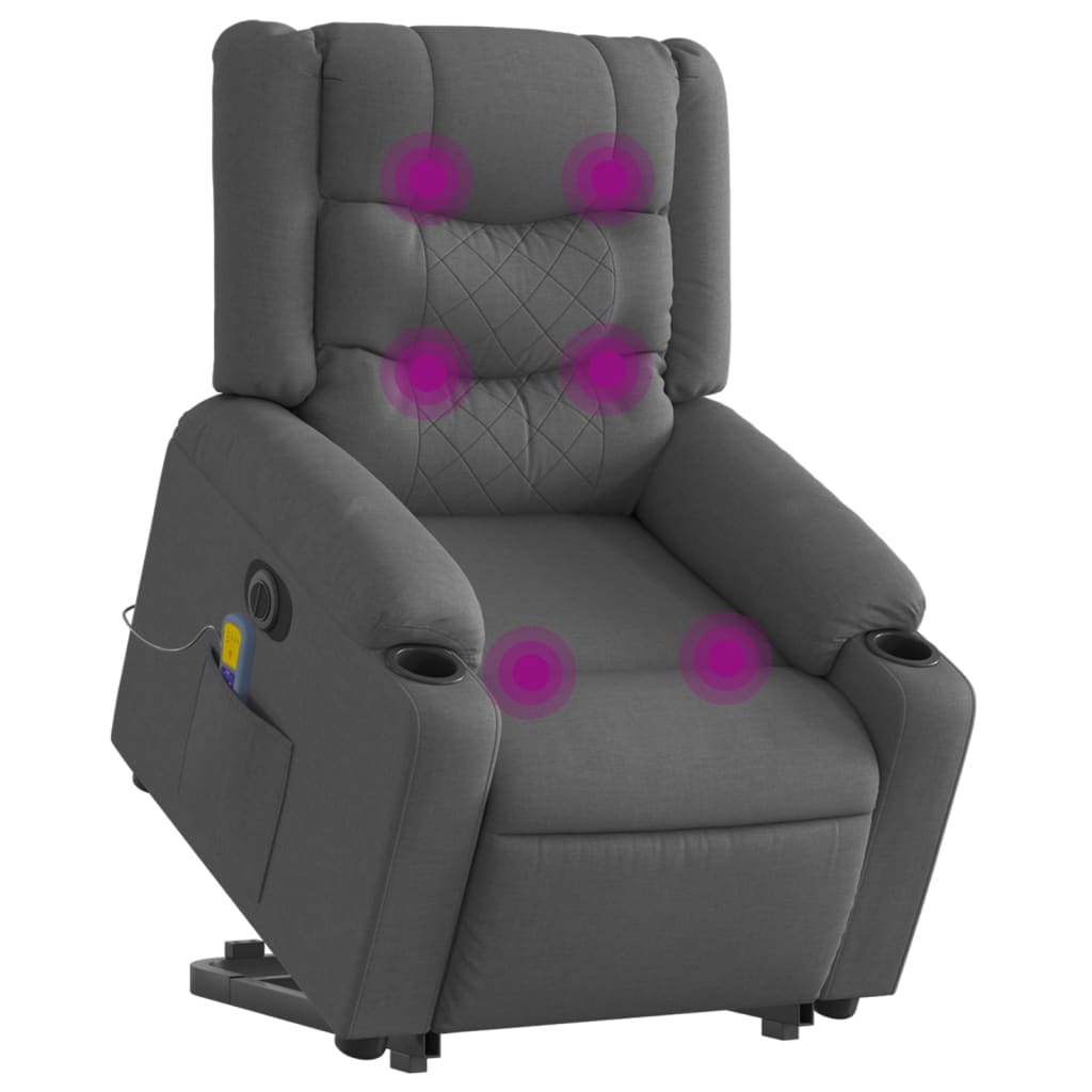 Fauteuil inclinable de massage électrique Gris foncé Tissu