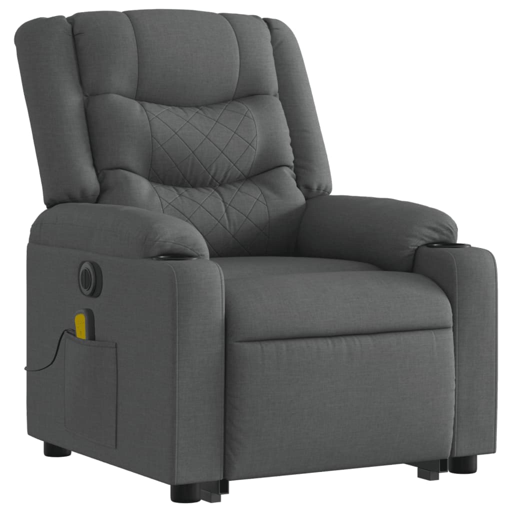 Fauteuil inclinable de massage électrique Gris foncé Tissu