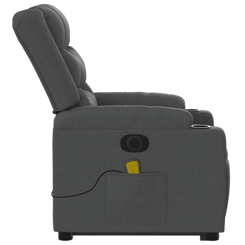 Fauteuil inclinable de massage électrique Gris foncé Tissu