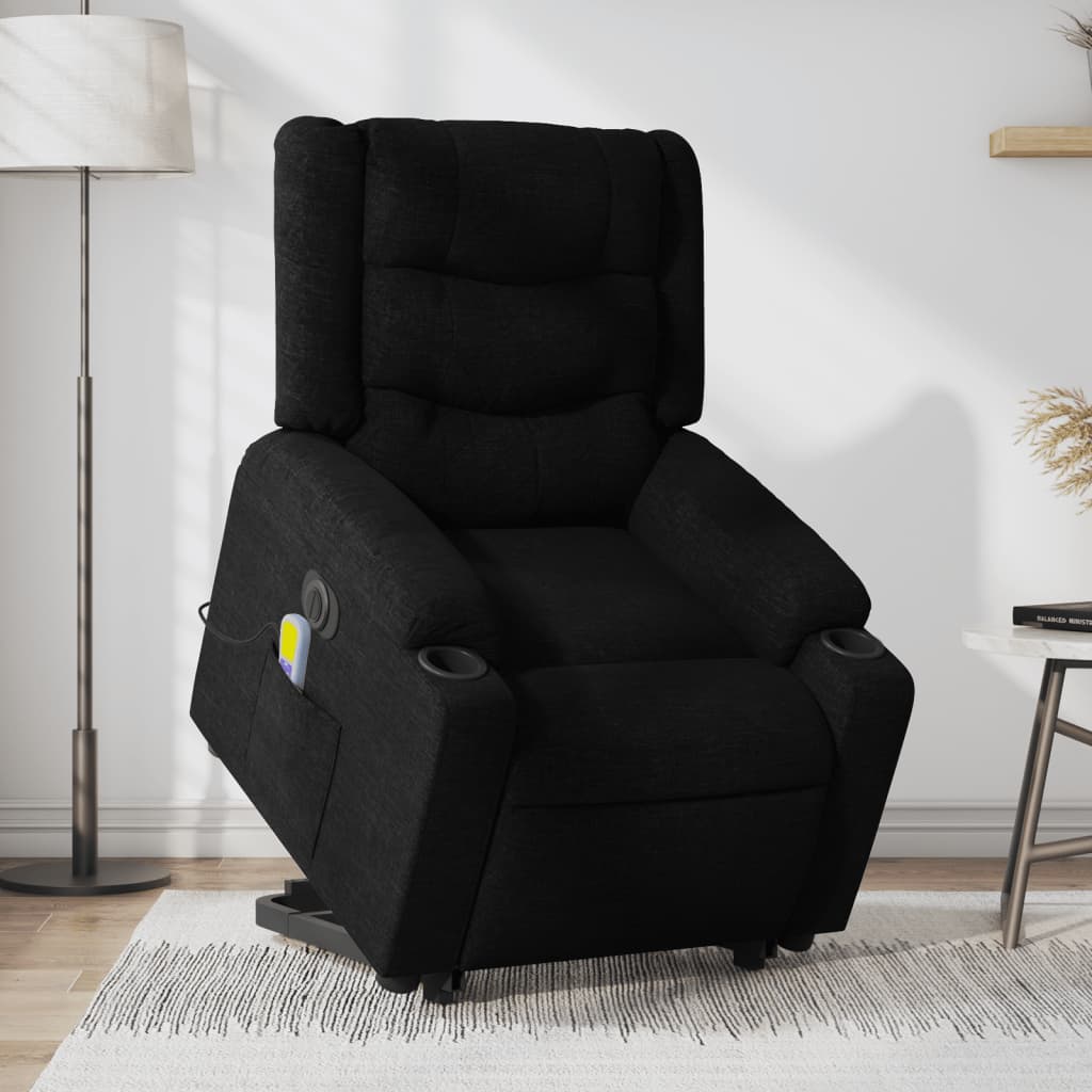 Fauteuil inclinable de massage électrique Noir Tissu