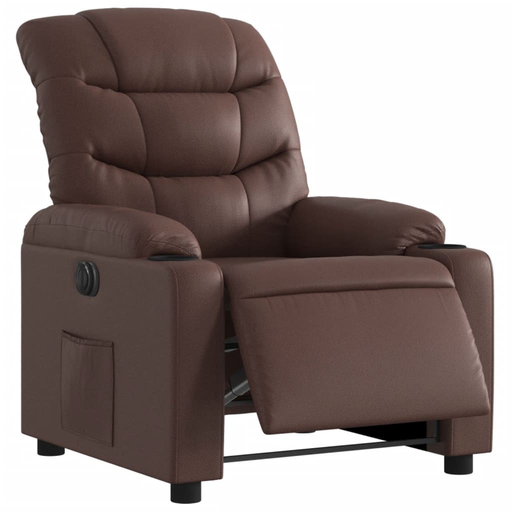 Fauteuil inclinable électrique Marron Similicuir Fauteuils vidaXL   