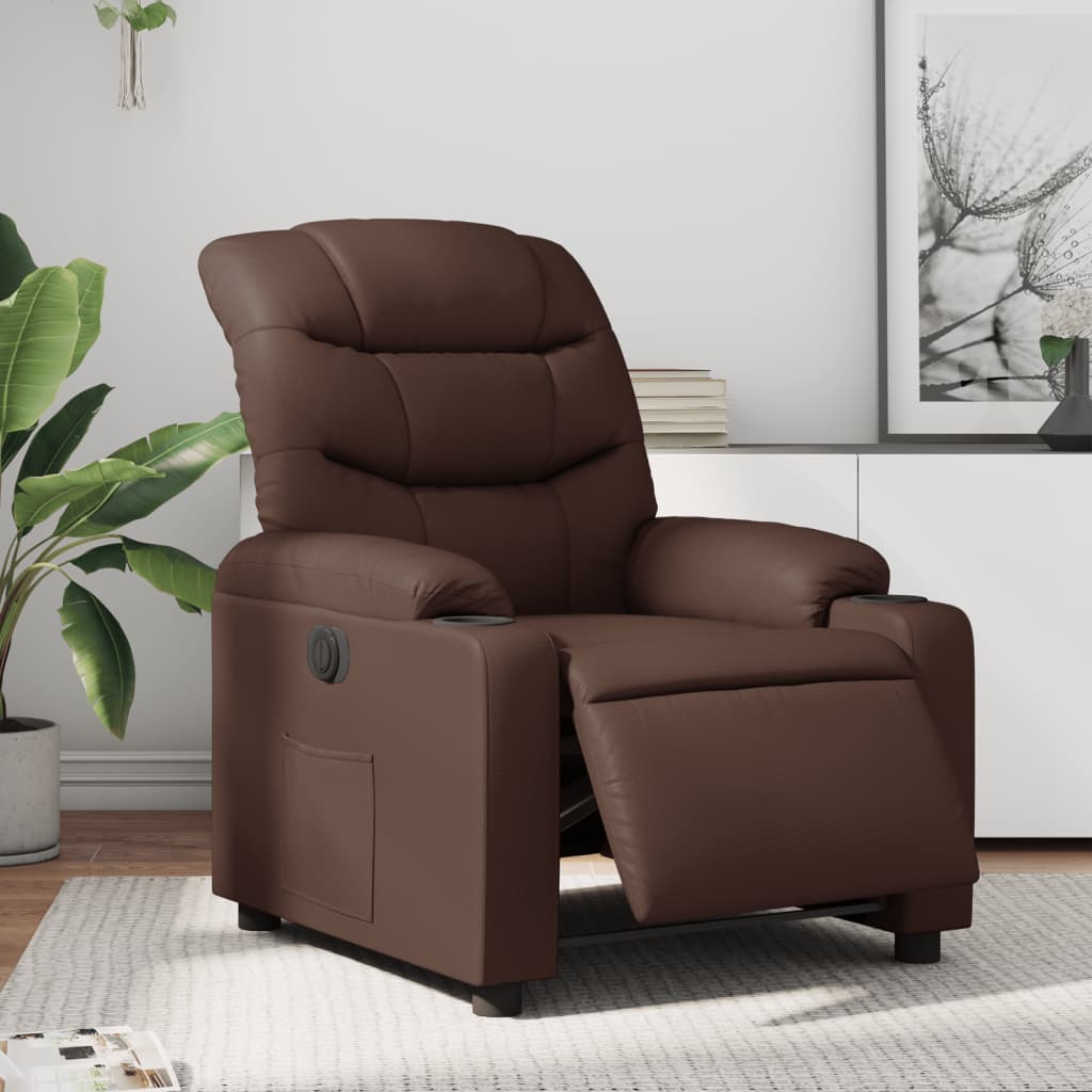 Fauteuil inclinable électrique Marron Similicuir Fauteuils vidaXL   